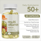 Étiquette Zahler Multivitamin 50+ affichée pour une prise simple et rapide.