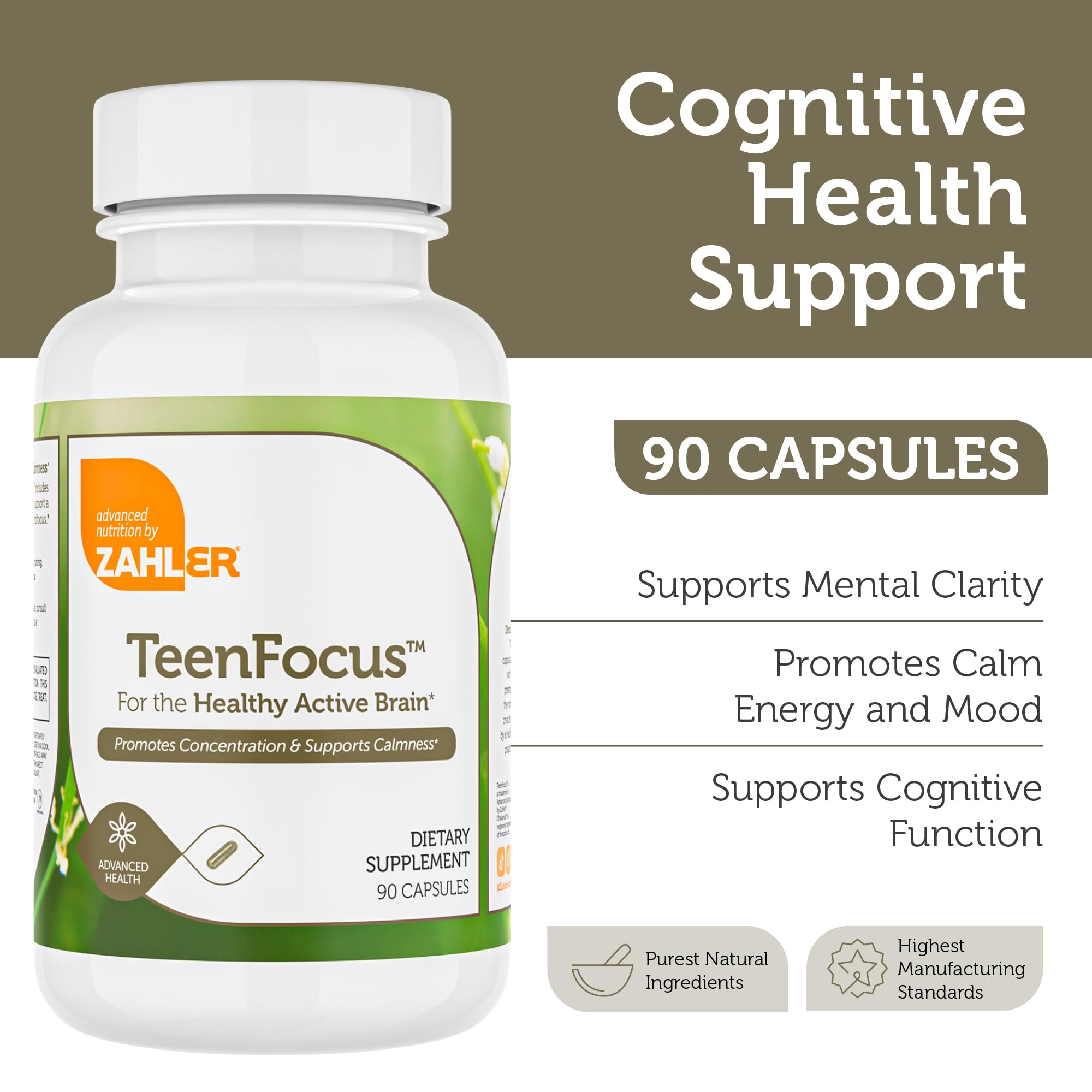 Capsules Zahler TeenFocus ouvertes, texture naturelle et prise simple.