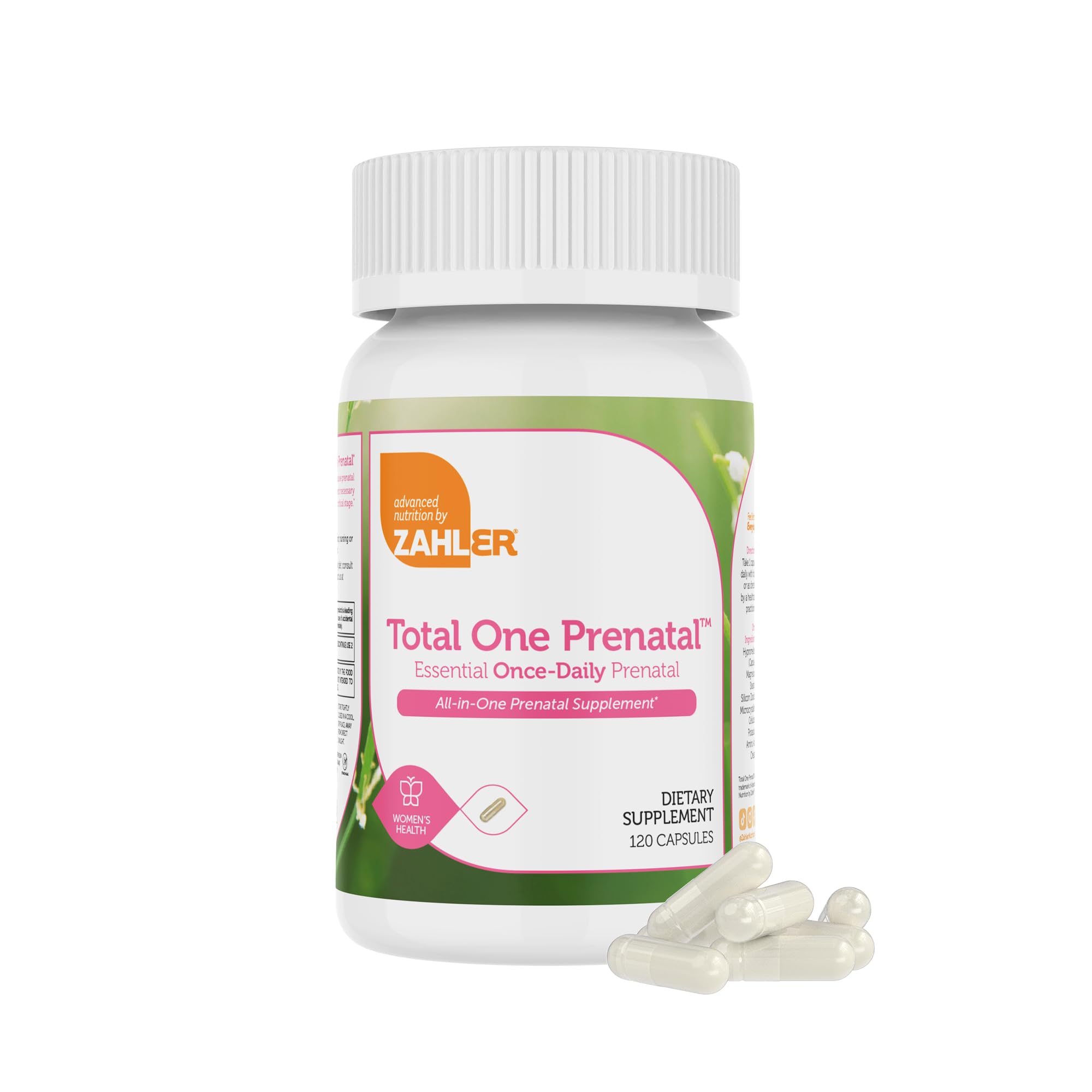 Zahler Total One Prenatal, bouteille pratique pour prise quotidienne et nutrition prénatale.