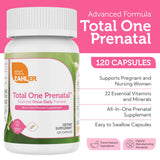Zahler Total One Prenatal, capsules faciles à avaler pour la complémentation quotidienne.