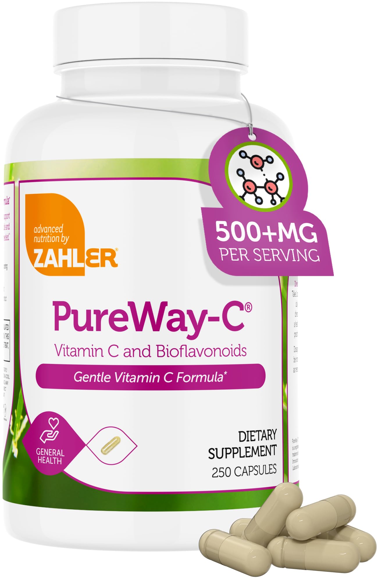 Zahler Vitamine C 500 mg: flacon lumineux, soutien immunitaire potentiel et vitalité quotidienne.