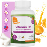 Zahler Vitamin D3 tablettes orange à mâcher, goût agréable et absorption facilitée.
