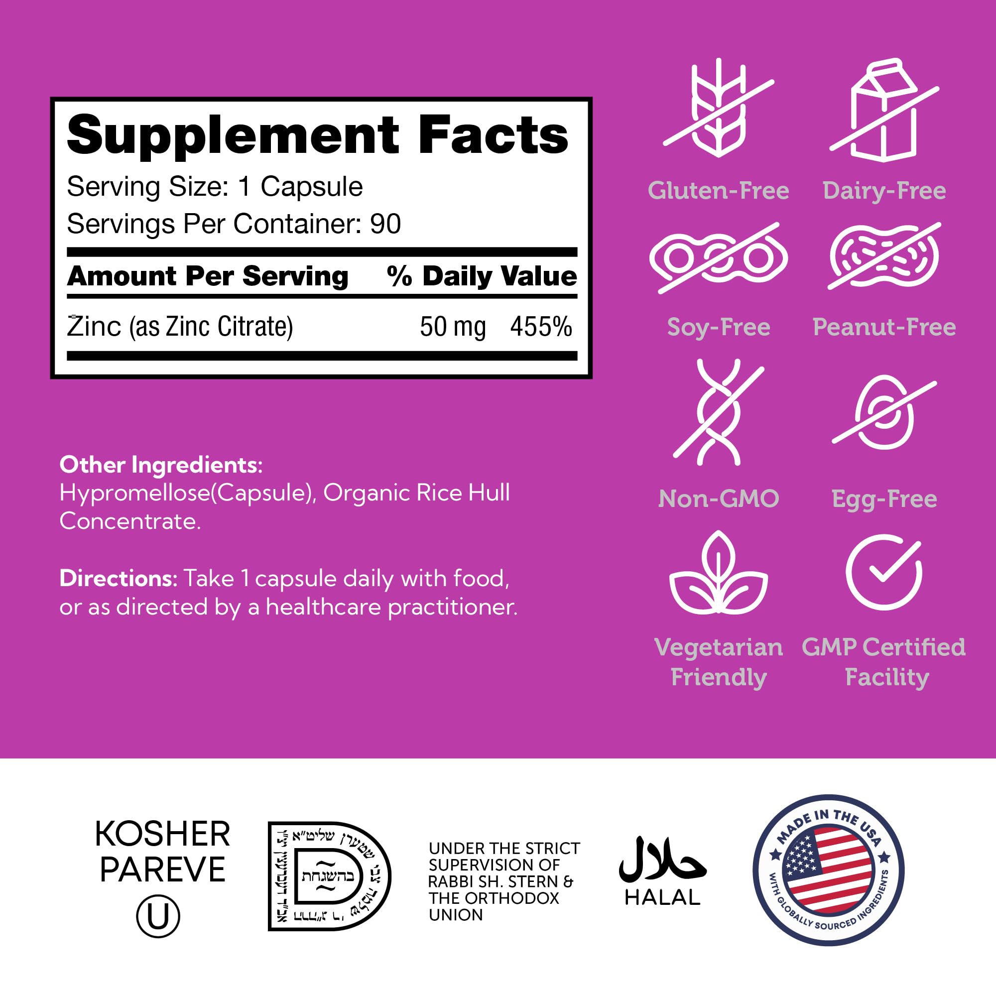 Usage quotidien Zahler Zinc 50 mg intégré à une routine bien-être.