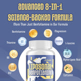 Étiquette claire Zaigon Benfotiamine avec informations produit.