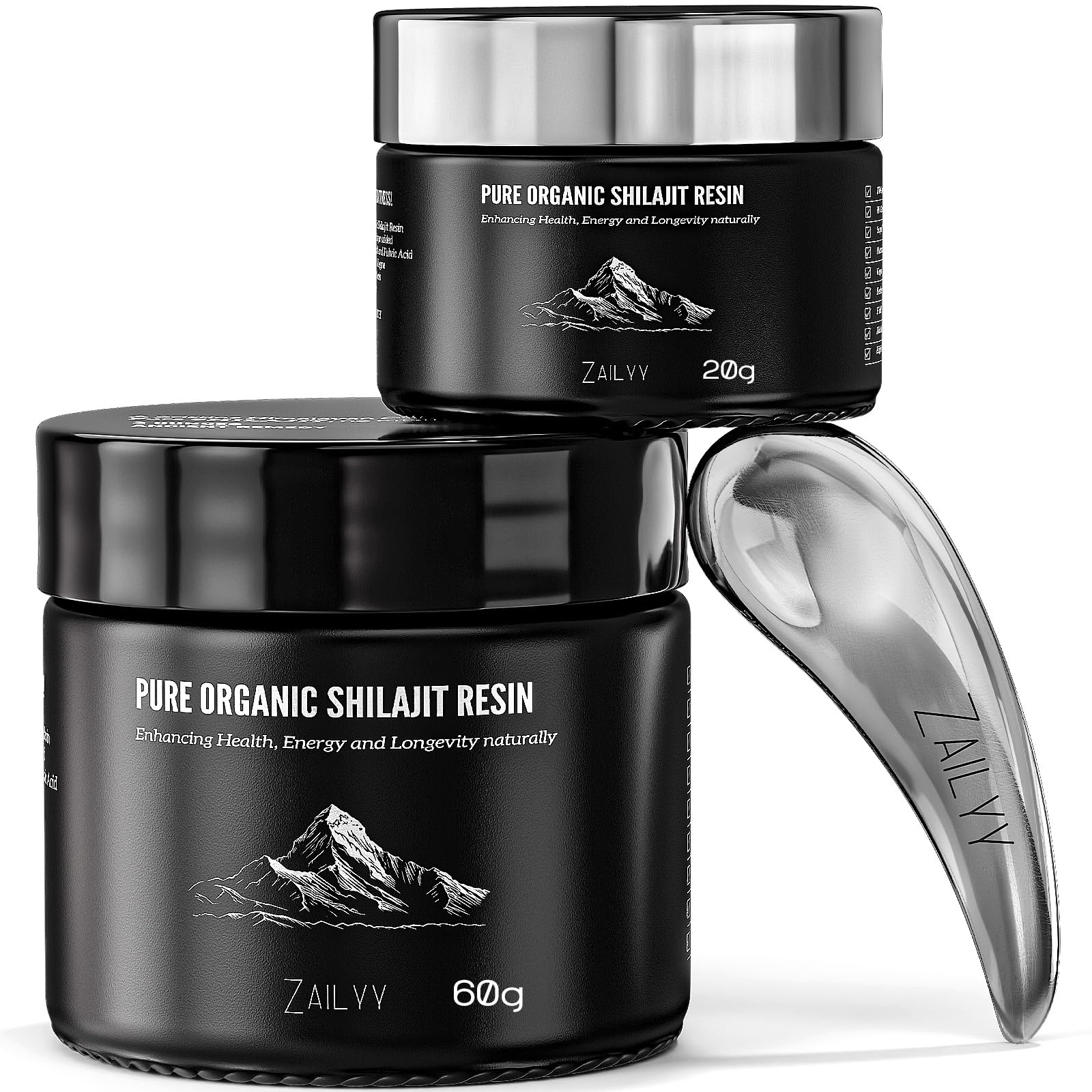 ZAILYY Shilajit en bouteille 80 g, énergie naturelle potentielle.