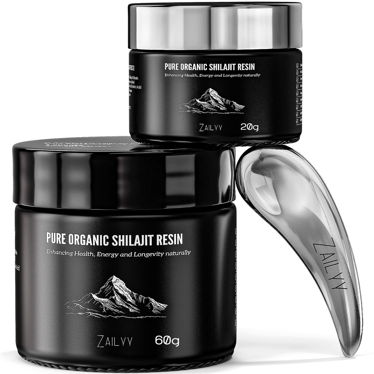 ZAILYY Shilajit en bouteille 80 g, énergie naturelle potentielle.