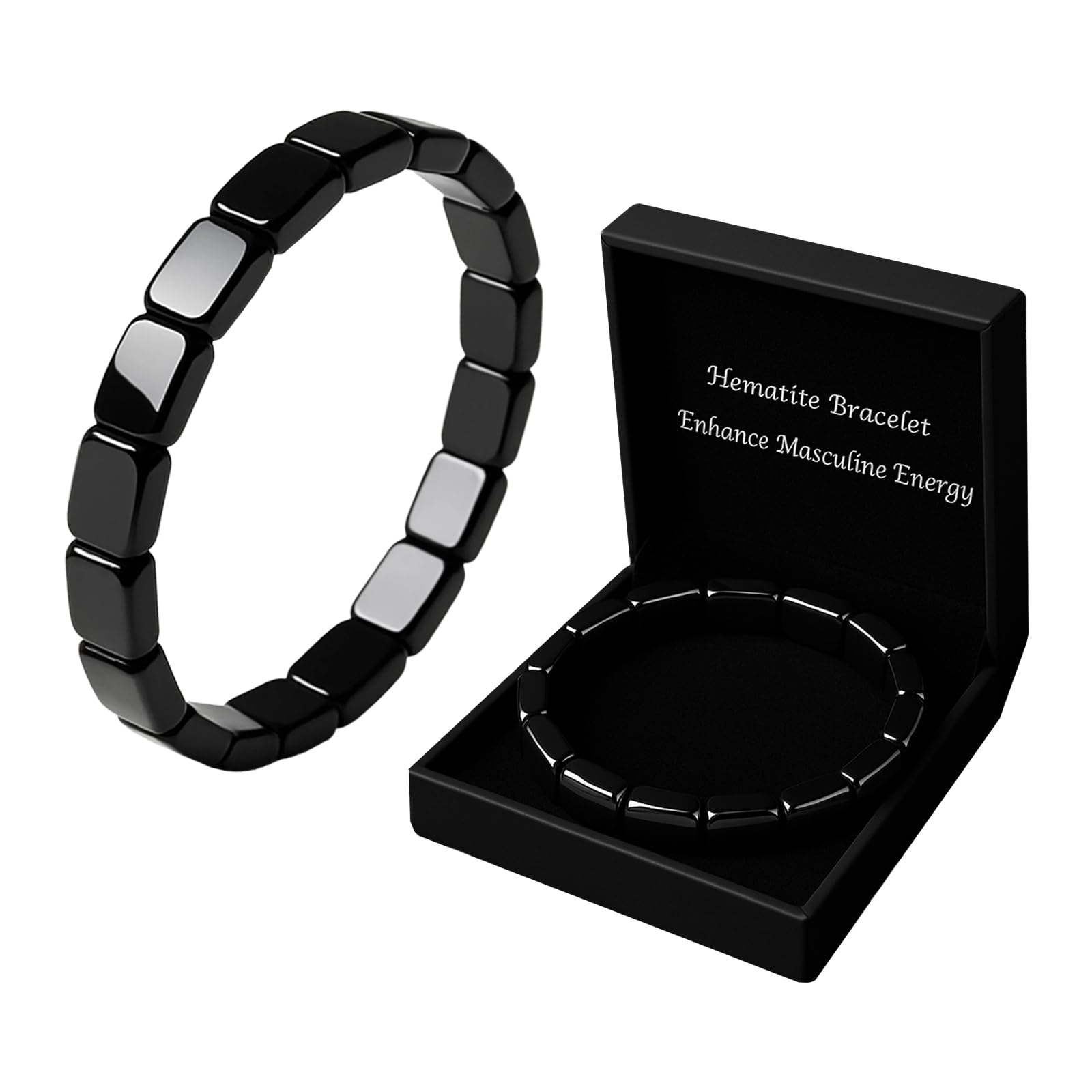 ZAIREG bracelet hematite homme, gros plan des perles, énergie et vitalité quotidiennes.