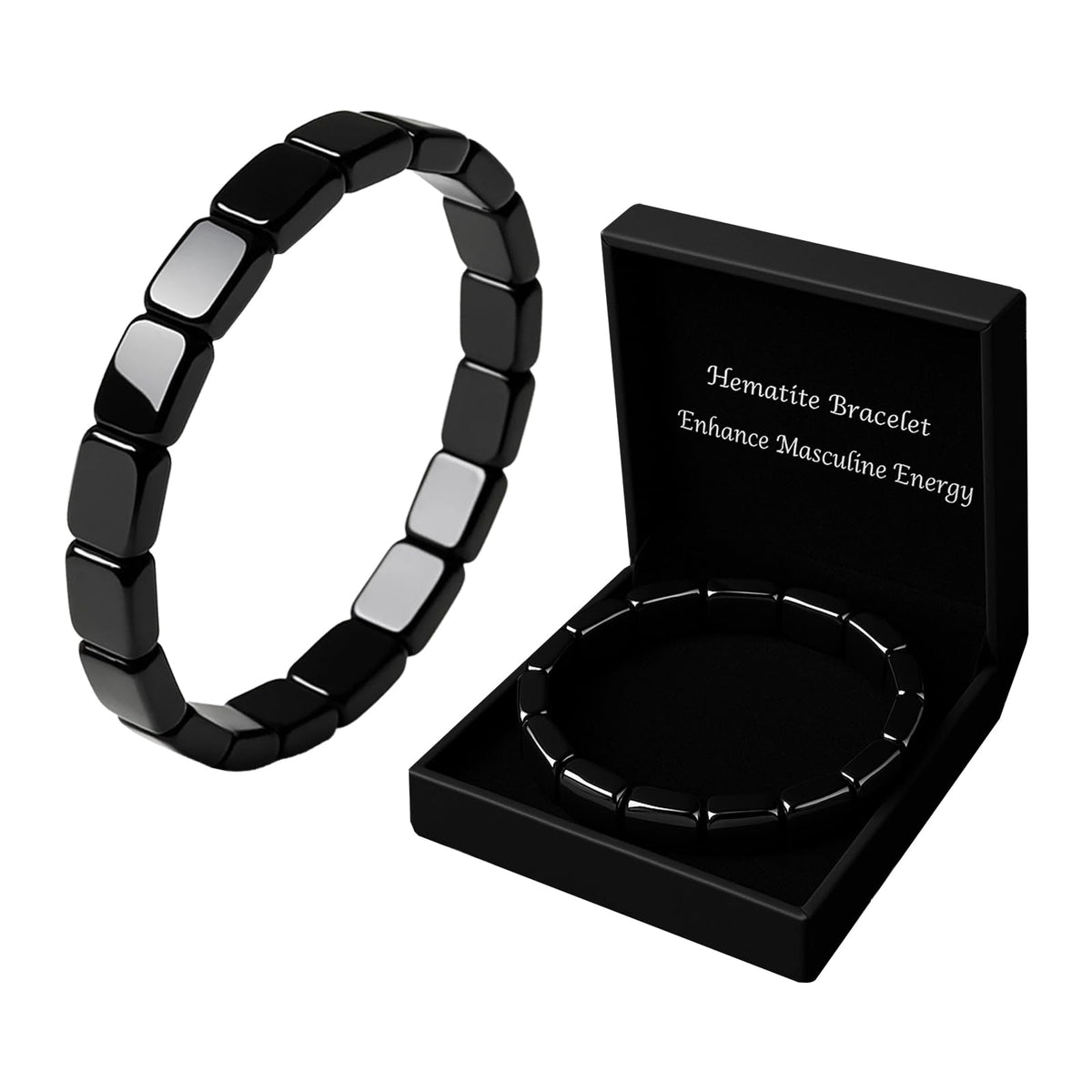 ZAIREG bracelet hematite homme, gros plan des perles, énergie et vitalité quotidiennes.
