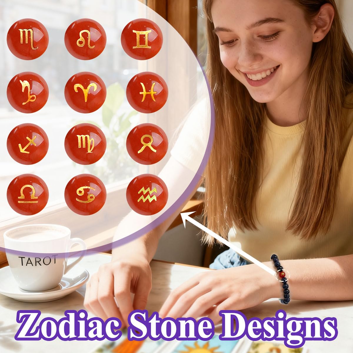 ZaisuiFun bracelet zodiacal, pierre-veine-bleue, mercure, concentration et mémoire.