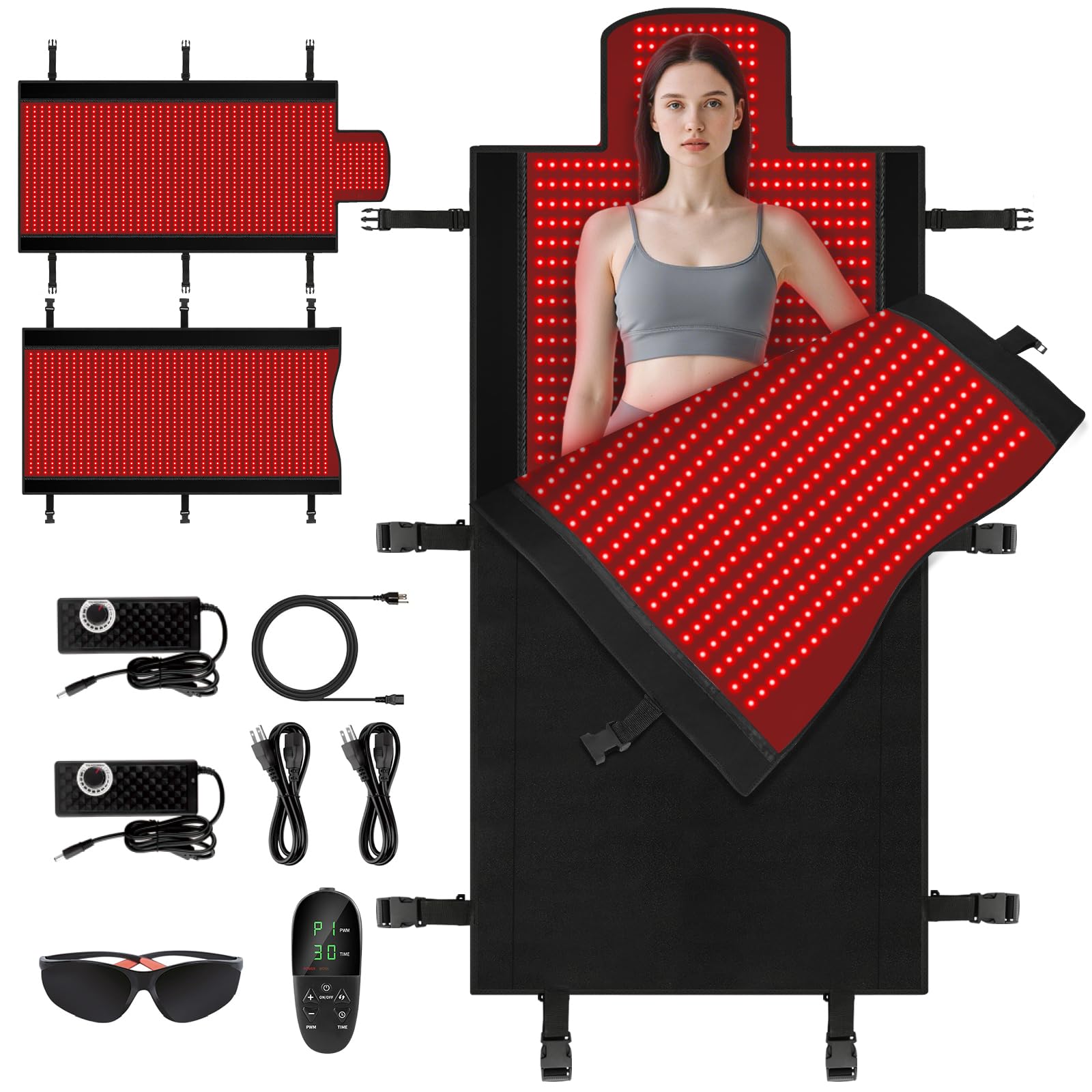 Tapis ZALWYC en lumière rouge pour corps entier, expérience de bien-être à domicile.