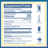 Étiquette Zammex Collagen Poudre, informations claires sur sans gluten et sans OGM