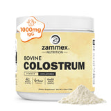 Colostrum Zammex en bouteille ouverte, prêt à être utilisé au quotidien.
