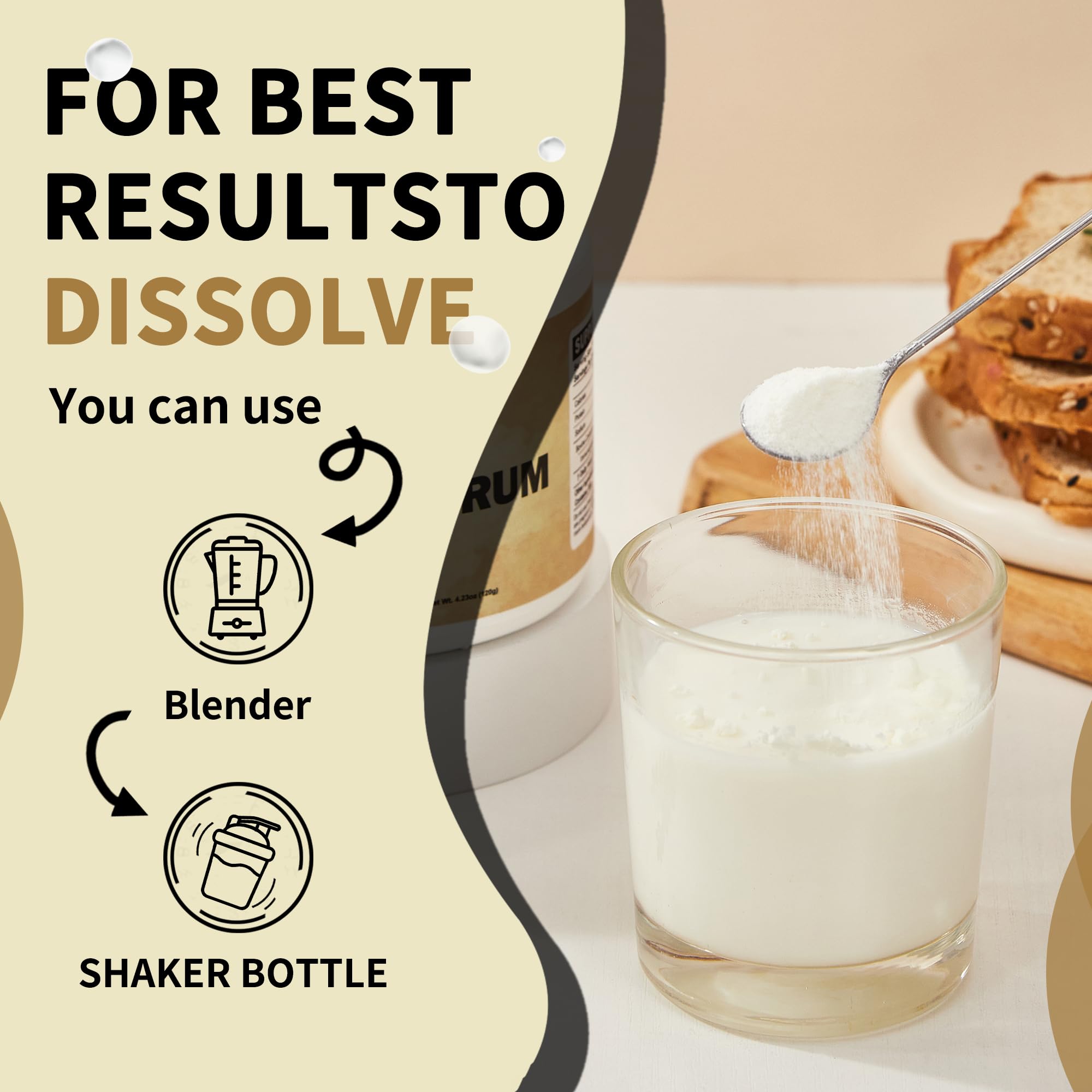 Préparation dans un verre avec la poudre Zammex Colostrum.