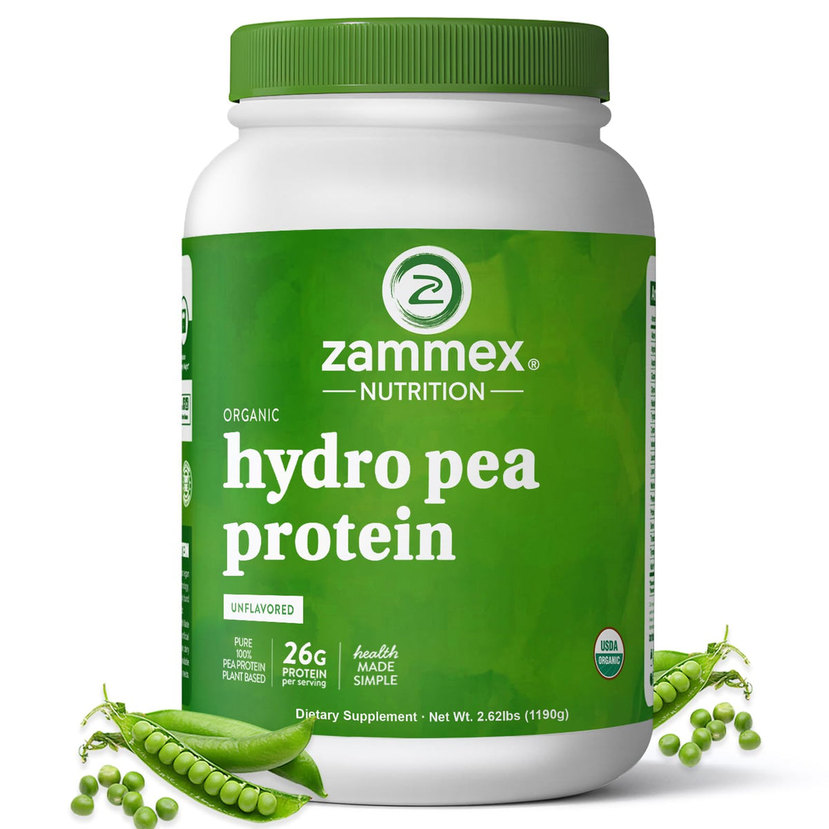 Zammex Protéine de pois bio en poudre, solubilité améliorée pour shakes.