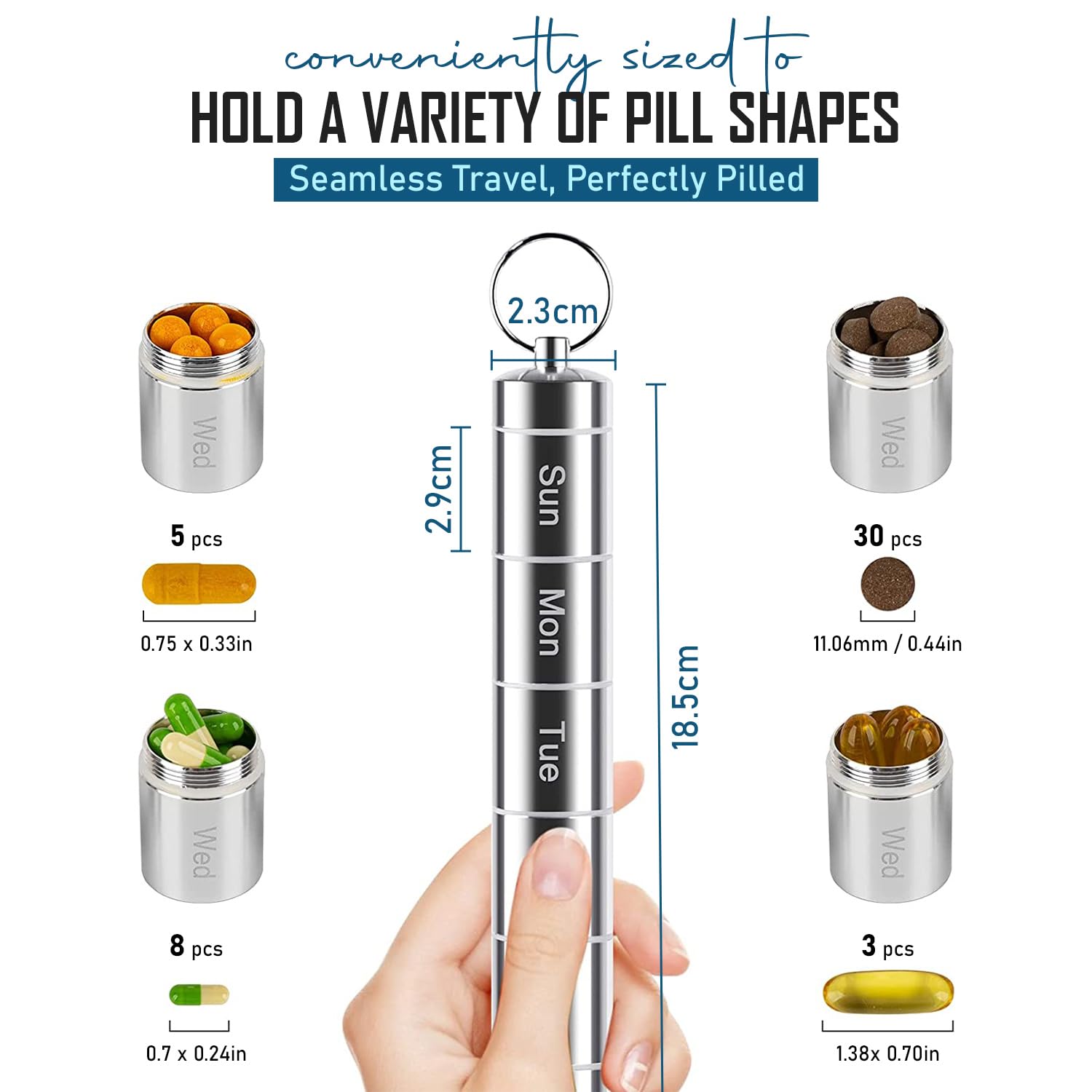 Zam-Zam Daily Pill Organiser fermeture sécurisée évitant les fuites.