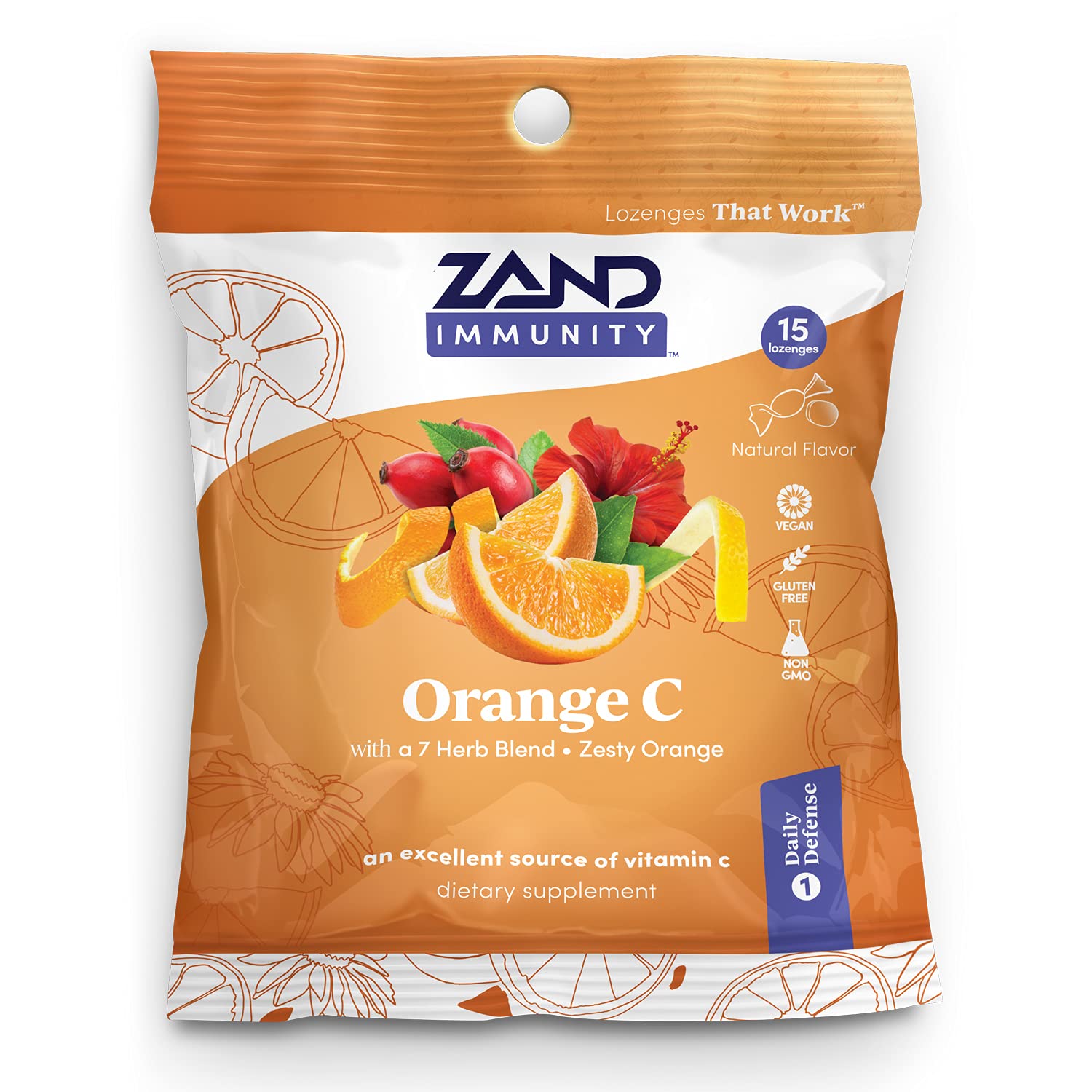 ZAND Immunity Orange C, pastilles immunité emballage pratique.