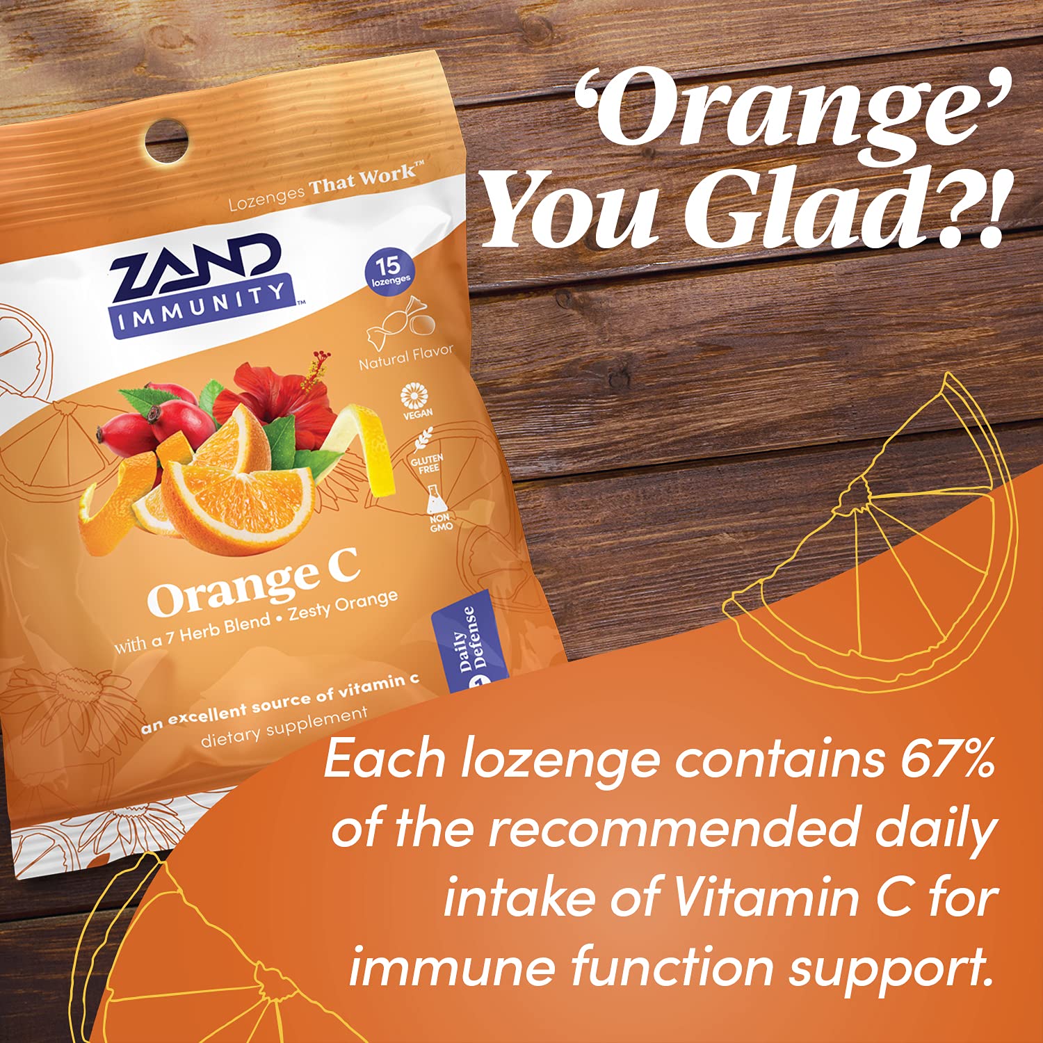 ZAND Immunity Orange C texture douce et fondante pour apaiser la gorge.
