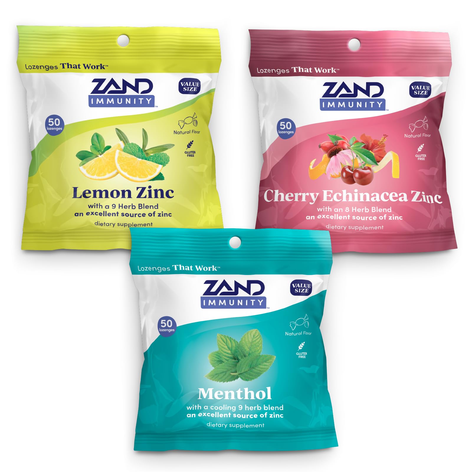 Bouteille ZAND Immunity Lemon Zinc pastilles, apaisement pour la gorge au quotidien