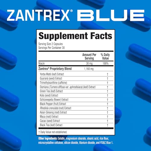 Produit Zantrex Blue en arrière-plan, routine sportive soutenue