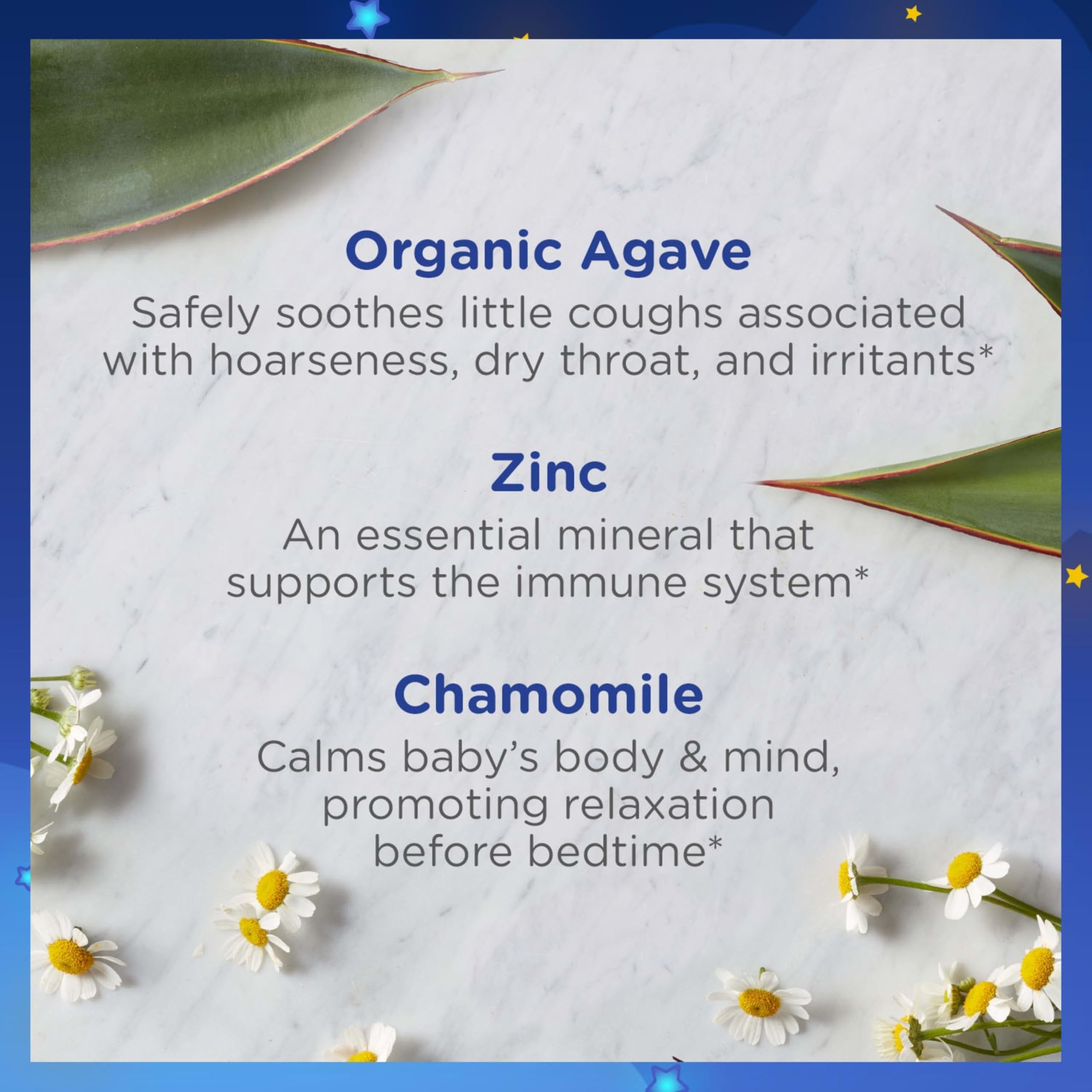 Flacon Zarbee's bébé sirop nuit avec zinc pour soutenir les défenses naturelles.