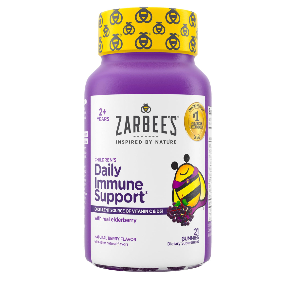 Gommes Zarbee’s au sureau pour enfants dans une bouteille