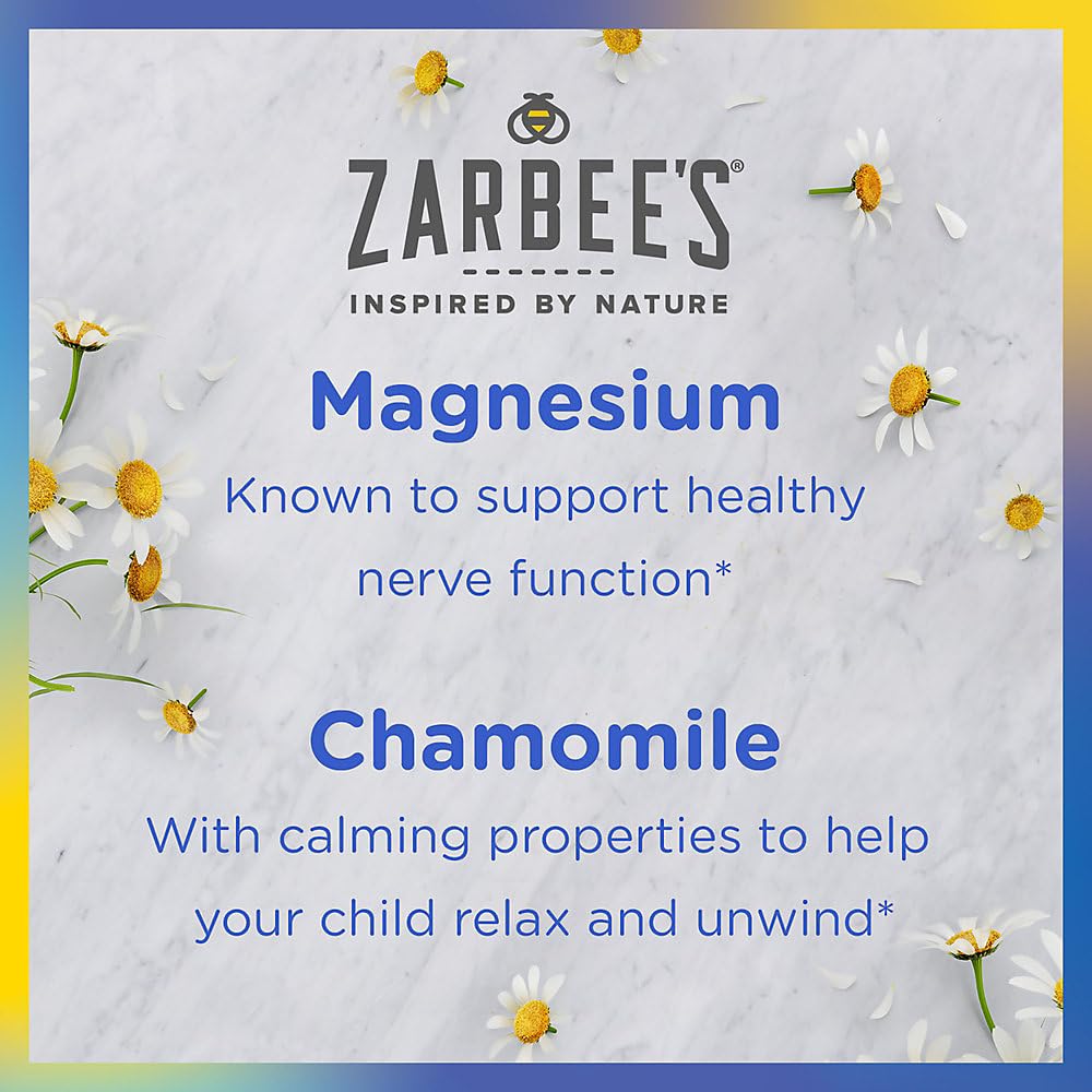 Gomme Zarbee’s Calm – ingrédients magnesium, camomille et vitamine B6 pour le calme.