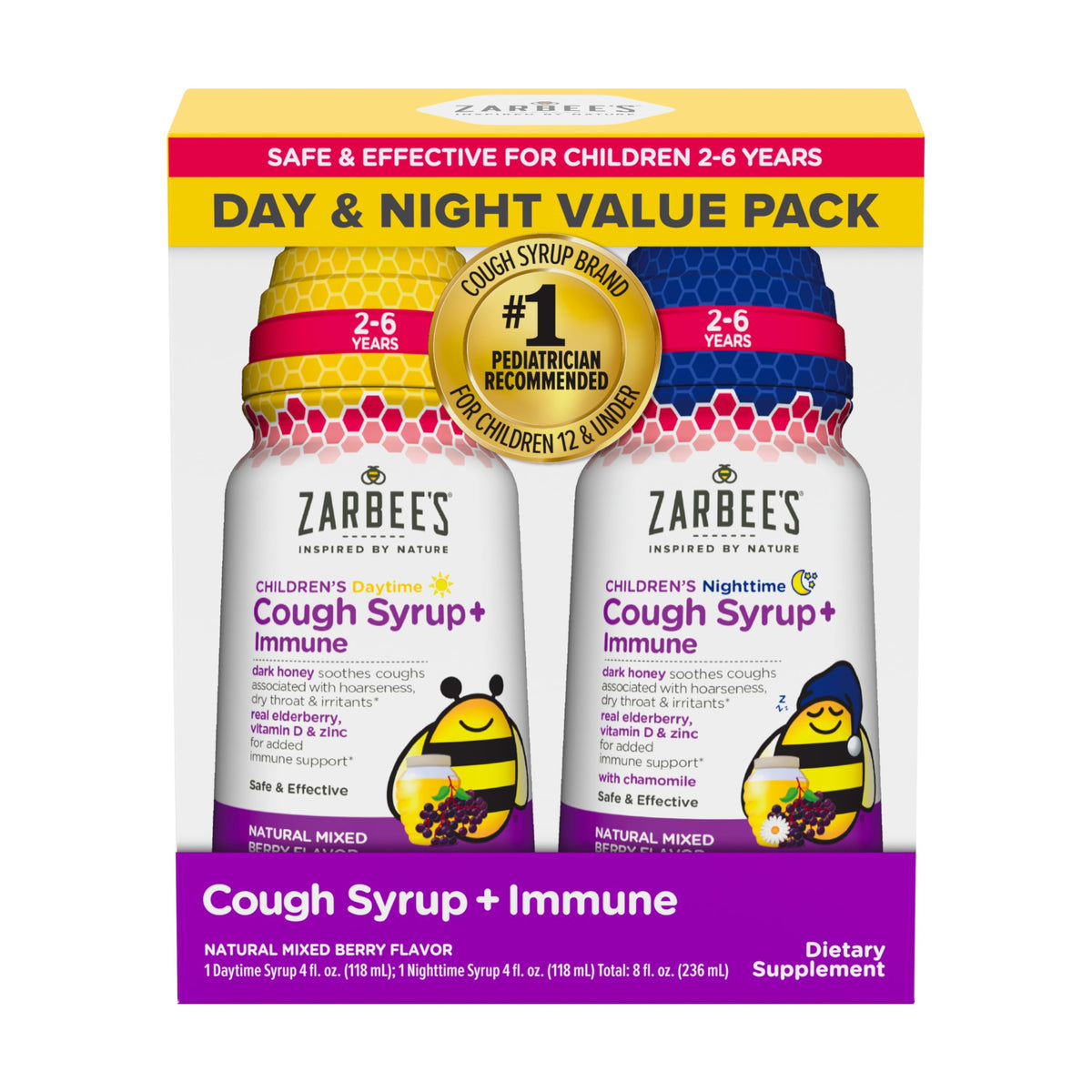 Sirope-toux-enfants-miel-fruits-rouges: Zarbee's pour calmer la gorge de votre enfant.