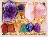 ZATNY kit cristaux guérison dans boîte bois, méditation des chakras possible