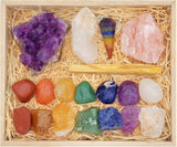 ZATNY kit cristaux et pierres chakra dans une boîte en bois, prêt pour votre pratique.