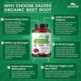 Zazzee Betterave 180 capsules vegan, prise quotidienne simple.