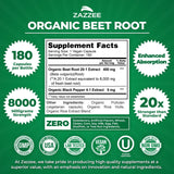 Zazzee Betterave certifiée USDA, capsules véganes et sans OGM.