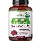 Zazzee Betterave organique en bouteille, extrait puissant pour énergie naturelle.