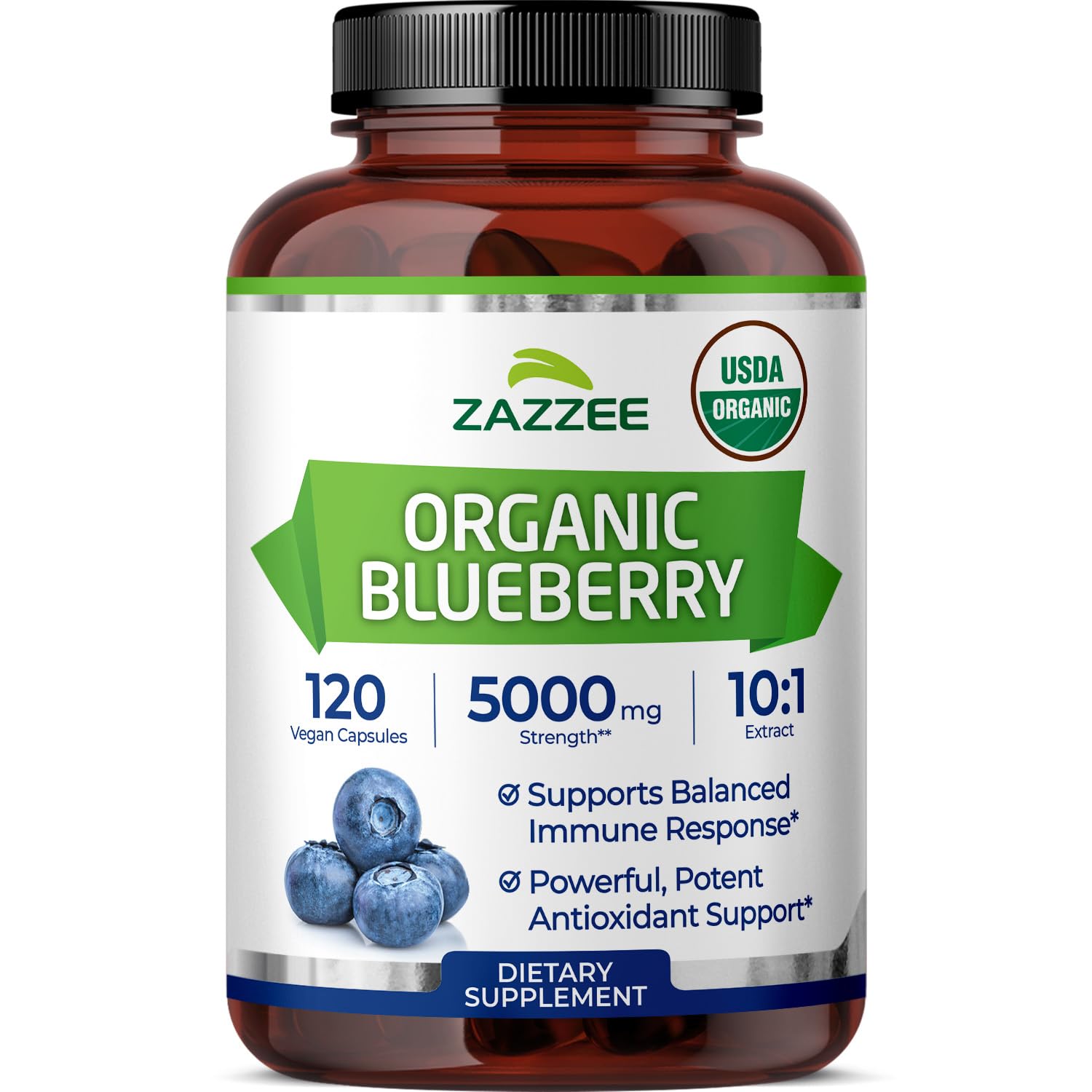 Zazzee Extrait de Myrtille: bouteille au concentré puissant pour une supplémentation quotidienne.