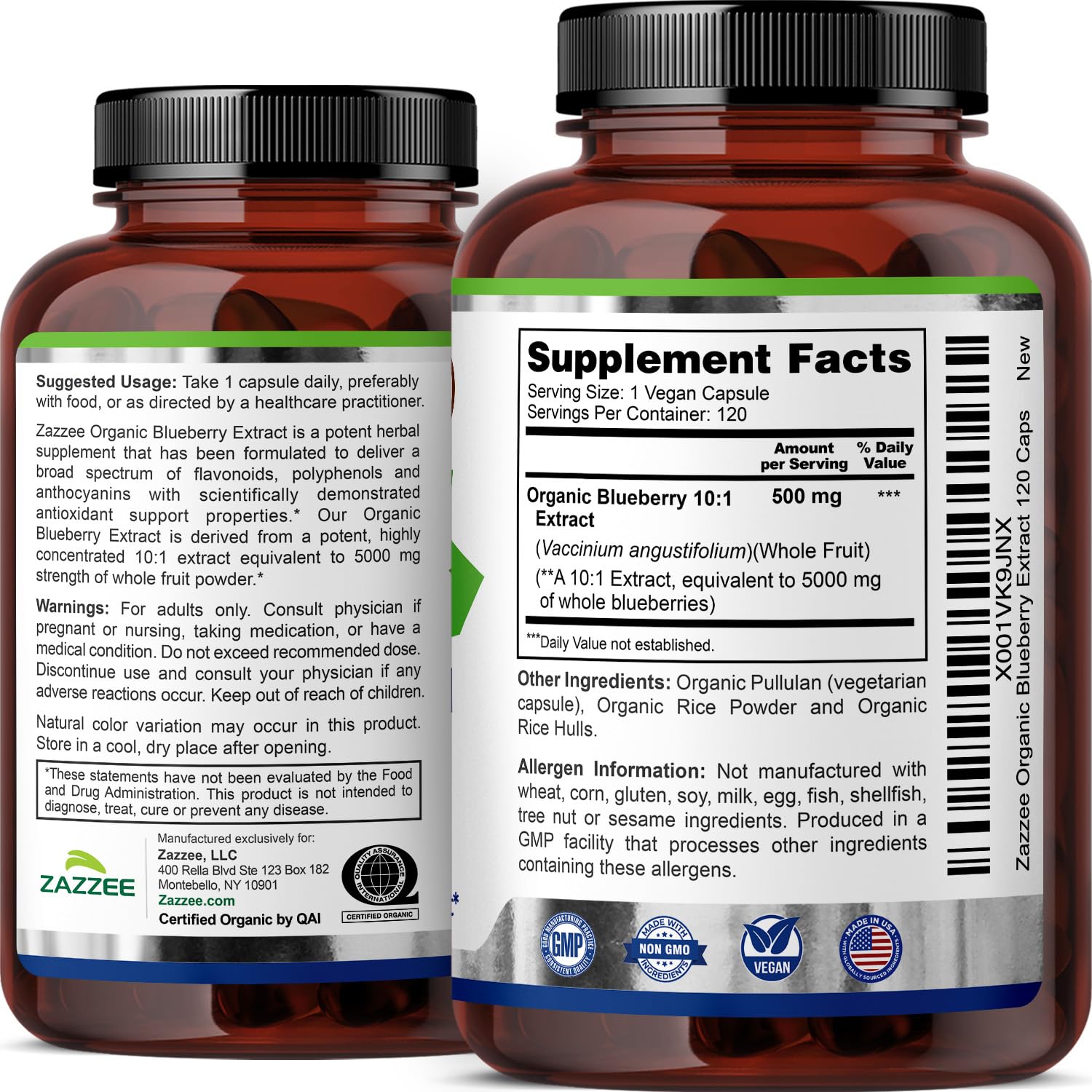 Dose quotidienne pratique: Zazzee 5000 mg par capsule et simplicité d'utilisation.