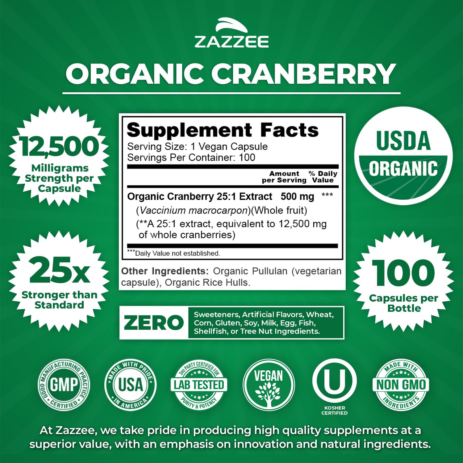 Zazzee, etiquette biologique certifiee assure qualité naturelle.