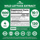Capsules véganes Zazzee Laitue Sauvage 1500 mg, dosage quotidien pratique.