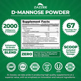 Zazzee D-Mannose Poudre Plus avec probiotiques 5 milliards CFU pour soutenir la flore utile.