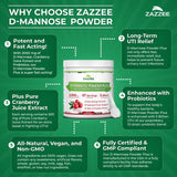 Zazzee D-Mannose Poudre Plus usage quotidien facilité par une dose incluse.