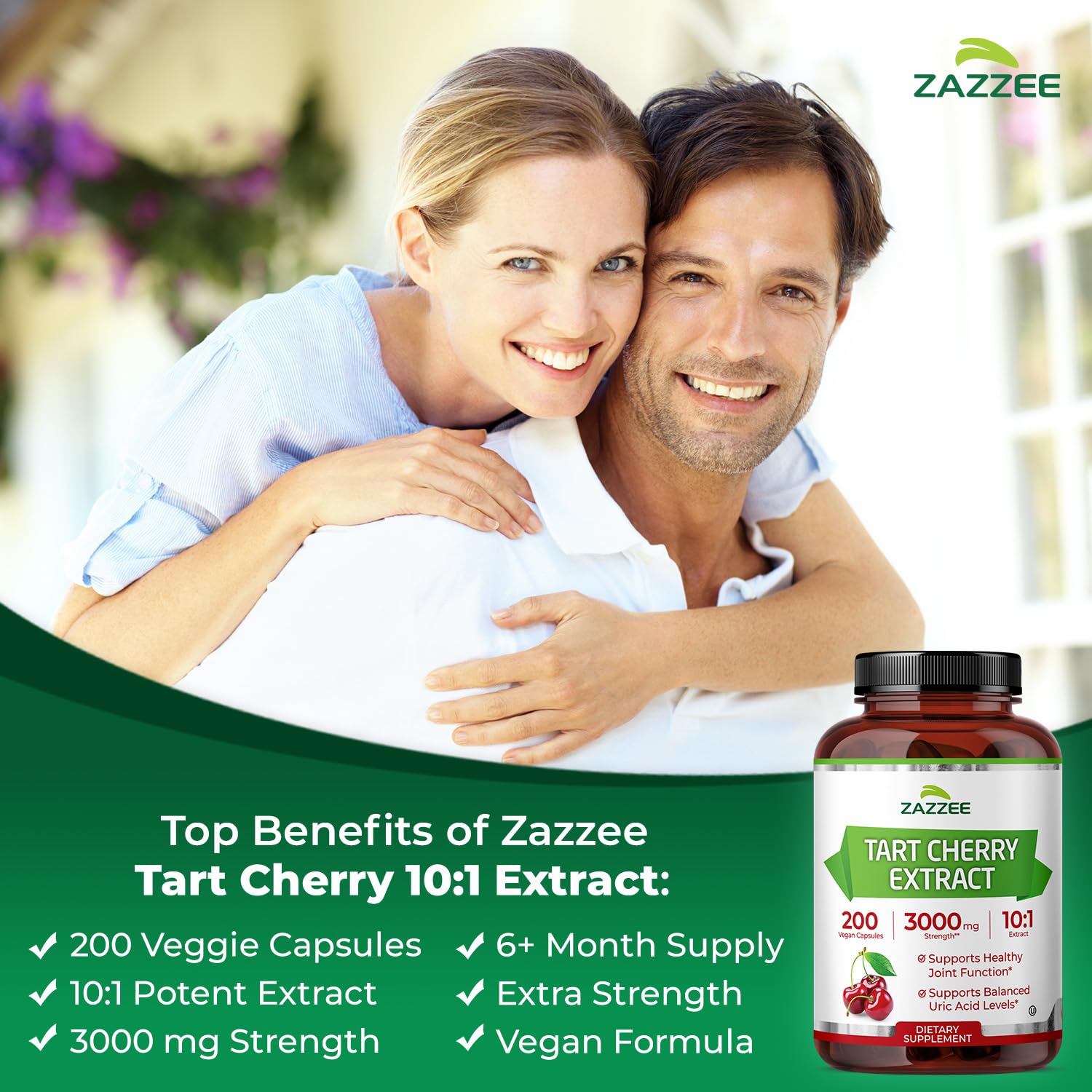 Capsules Zazzee Cerise Aigre 3000 mg, dose puissante et pratique.