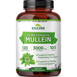 Zazzee Extrait Mullein 10x, bouteille montrée, dosage élevé.