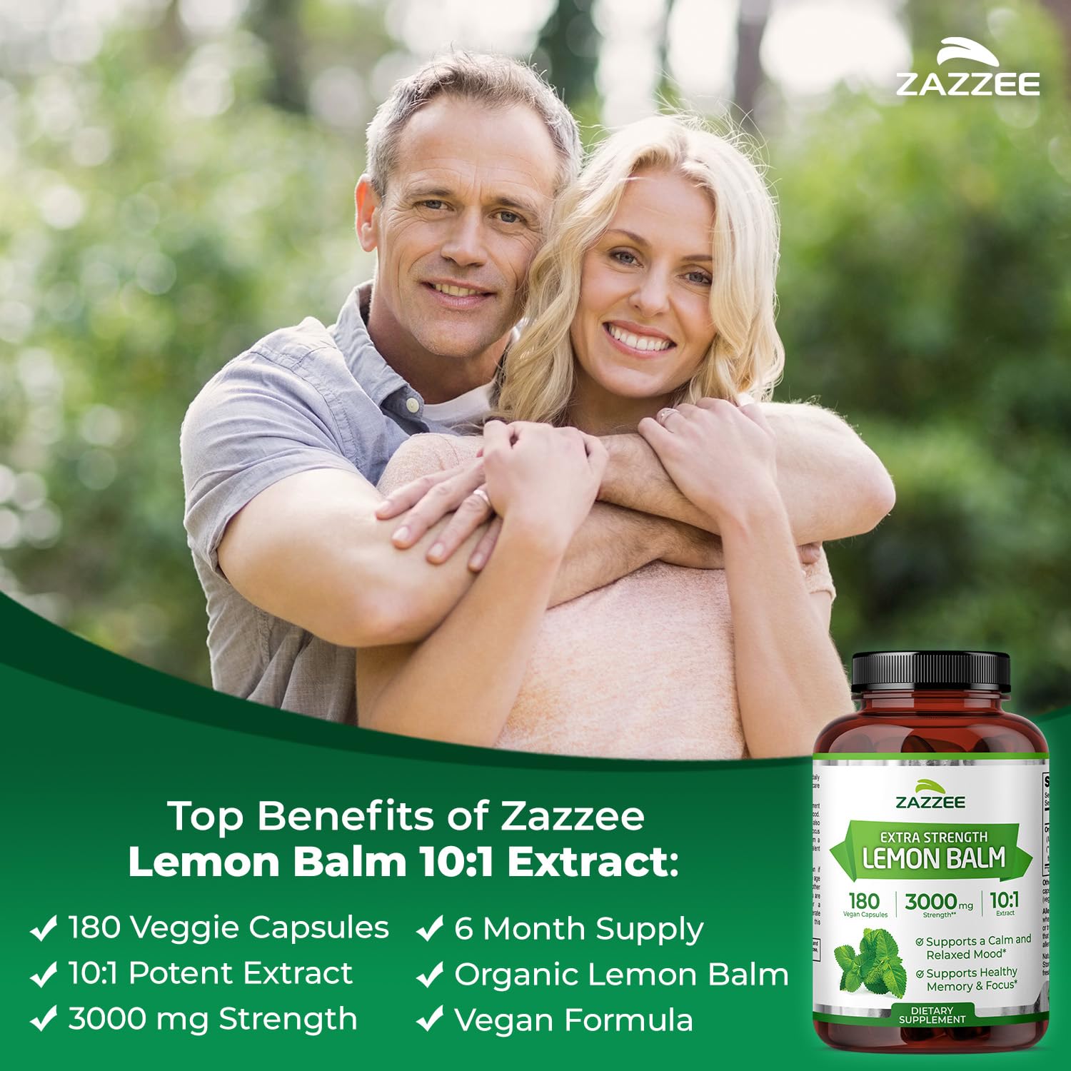 Étiquette bio Zazzee Mélisse Bio Extrait rassurante et naturelle.