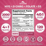 Zazzee Myo-D-Chiro Inositol — comprimés faciles à avaler pour la fertilité féminine