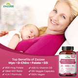 Zazzee Myo-D-Chiro Inositol — étiquette claire et lisible