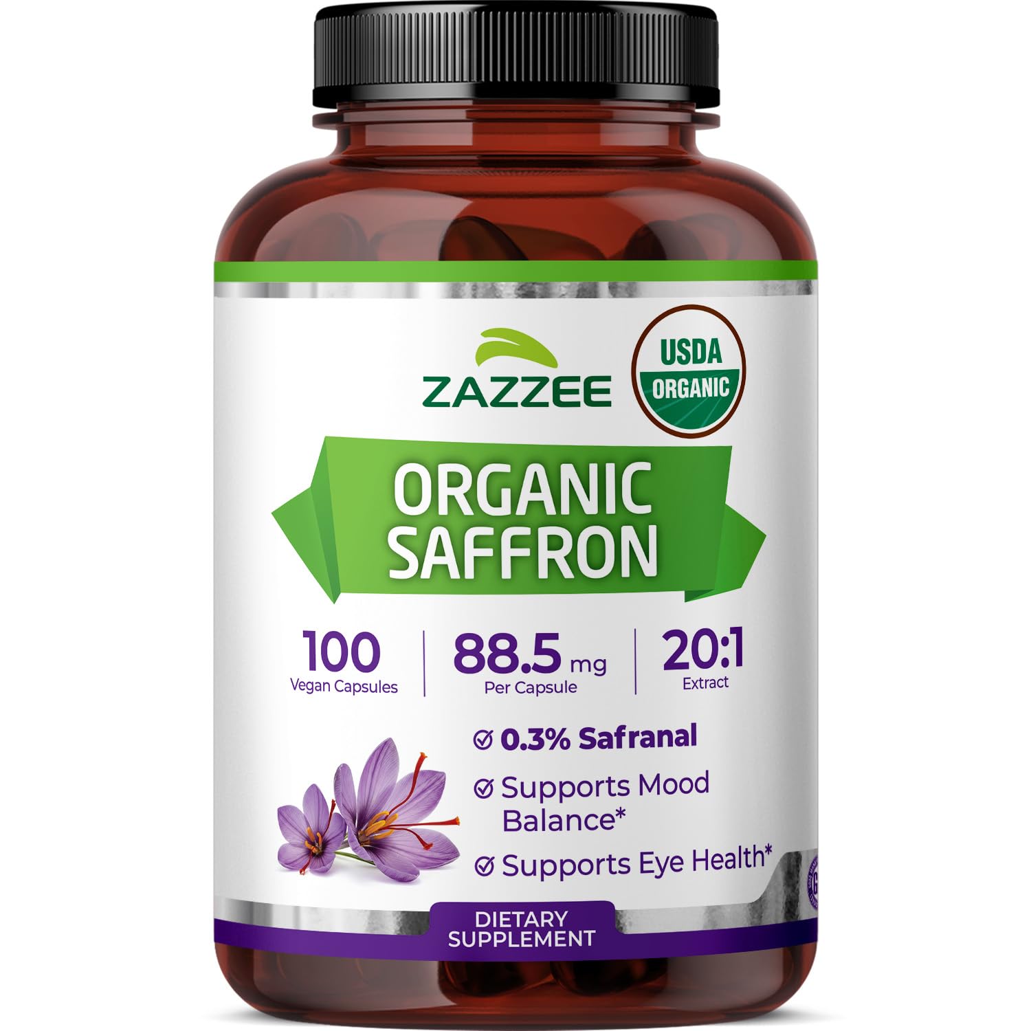 Zazzee safran extrait 20x – bouteille concentrée pour usage quotidien.