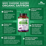 Extrait biologique Zazzee safran 20x – certifié et végan.