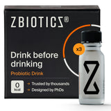 Bouteille ZBiotics préalcoolique de 14 ml prête à consommer avant de boire.