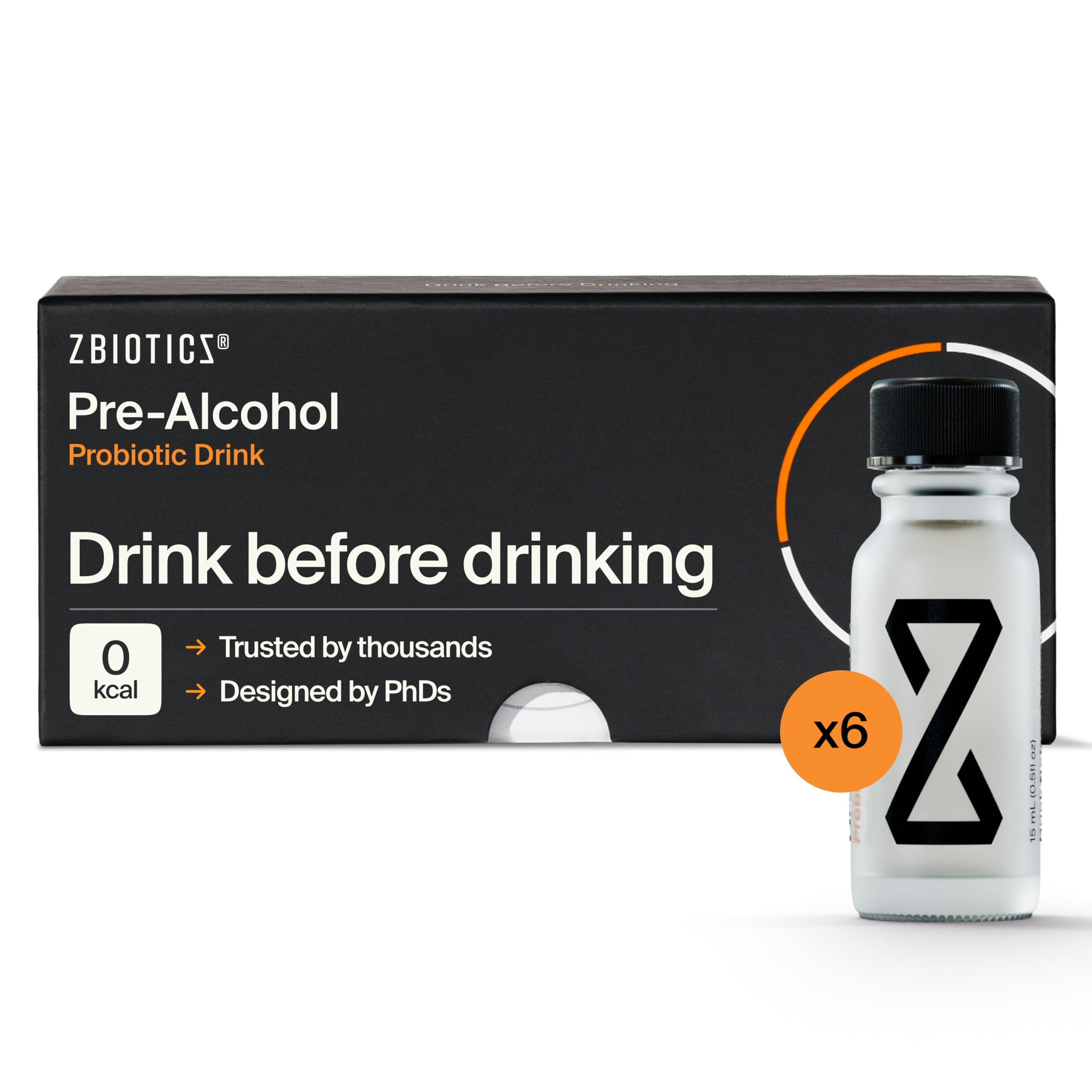 ZBiotics bouteille pro biotique pré alcoolique, soutien potentiel pour démarrer la matinée après boire