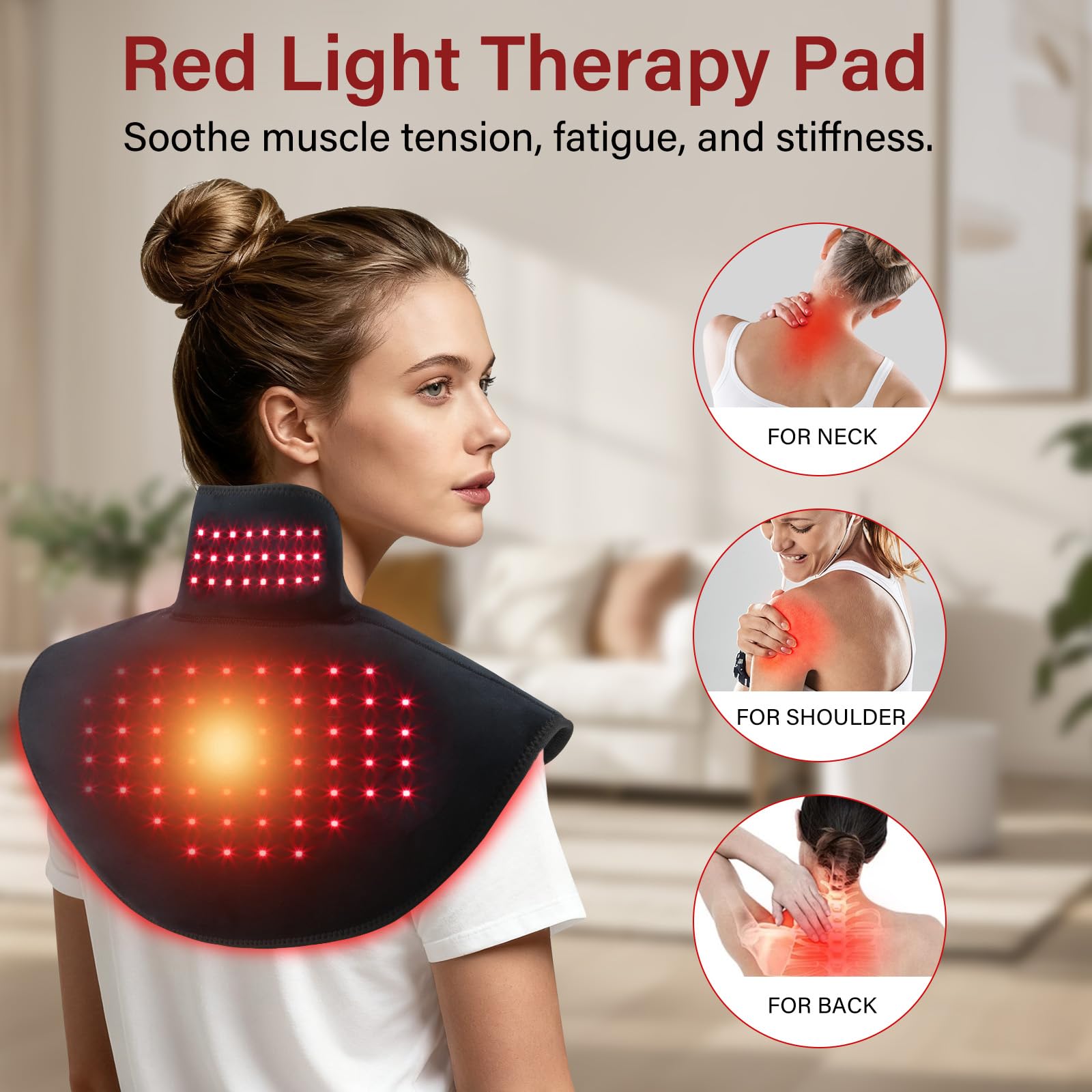 Zdatt wrap lumière rouge 650nm pour le cou, chaleur relaxante.