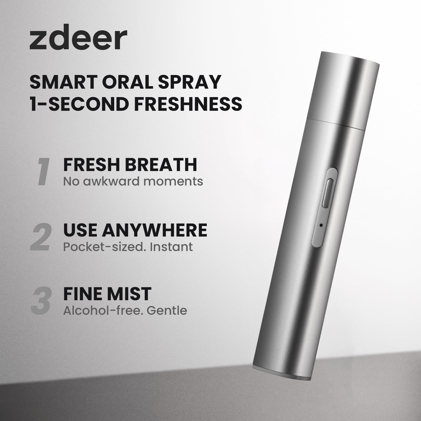 ZDEER spray buccal, indicateur LED visible pour vérifier la charge.