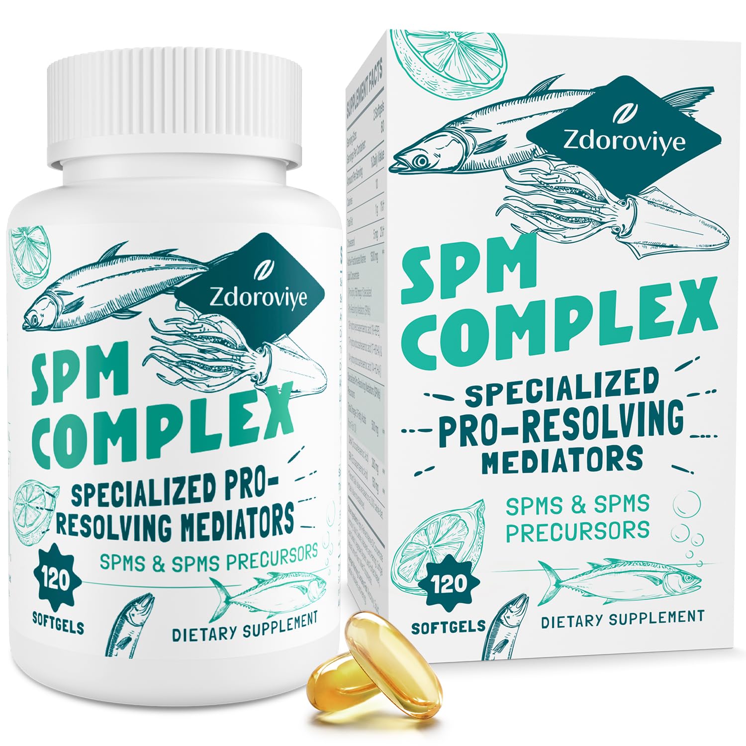 Zdoroviye: capsules molles SPM précurseurs dans le flacon, utilisation potentielle quotidienne.
